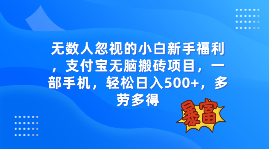 无数人忽视的项目，支付宝无脑搬砖项目，一部手机即可操作，轻松日入500+-飞享资源网