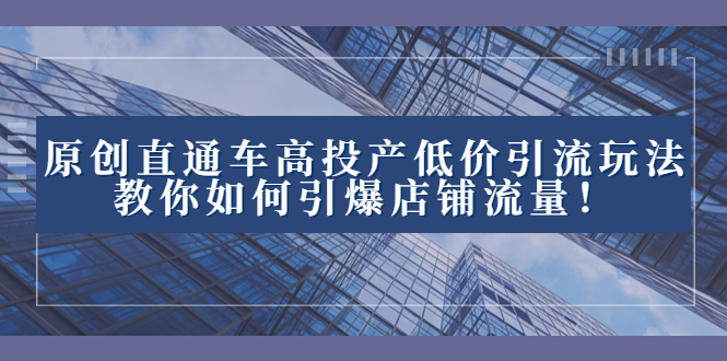 2023直通车高投产低价引流玩法，教你如何引爆店铺流量！-飞享资源网