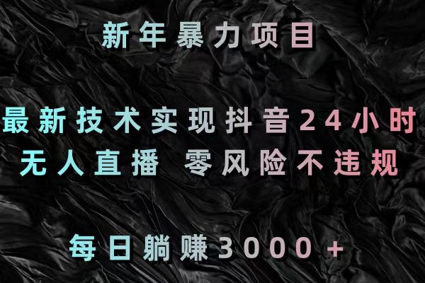 新年暴力项目，最新技术实现抖音24小时无人直播 零风险不违规 每日躺赚3000-飞享资源网