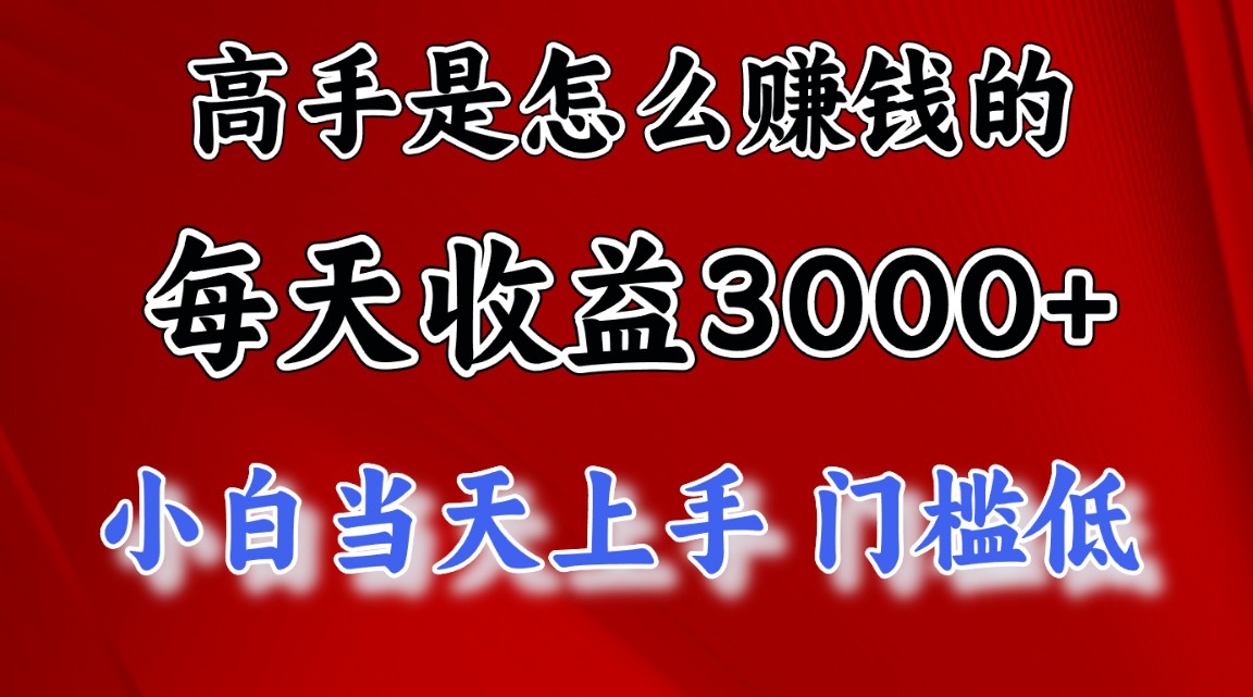 高手是怎么赚钱的，一天收益3000+ 这是穷人逆风翻盘的一个项目-飞享资源网