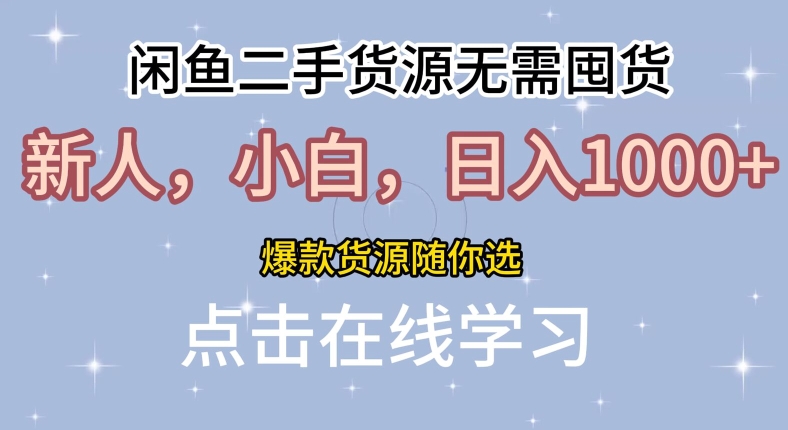 闲鱼二手货源无需国货，新人，小白，日入1k，爆款货源随你选-飞享资源网