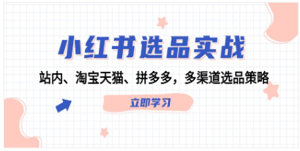 小红书选品实战：站内、淘宝天猫、拼多多，多渠道选品策略-飞享资源网