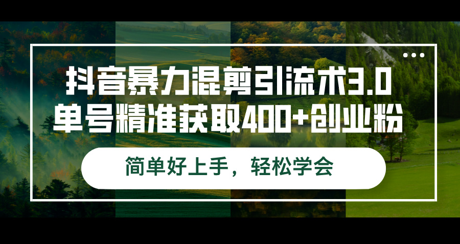 抖音暴力混剪引流术3.0单号精准获取400+创业粉简单好上手，轻松学会-飞享资源网